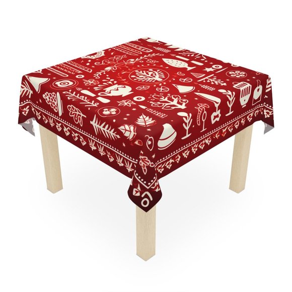 Christmas tablecloth | Vintage Tablecloth | Floral table cloth | Rectangle Squar - Picture 3 of 5